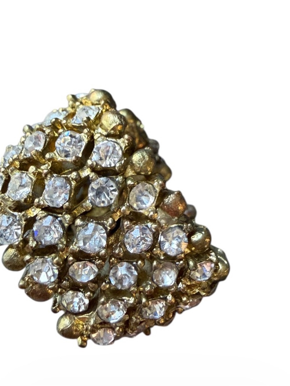 Gold-Tone Crystal Cluster Ring — Sparkling Clear Stones